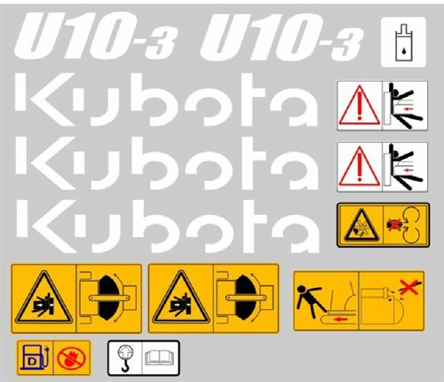 Stickers/Klistermærkesæt til Kubota U10-3