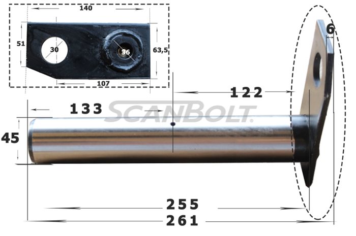 Bolt 45x265 mm.