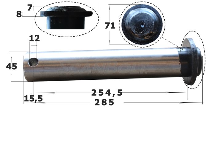 Bolt 45x285 mm.