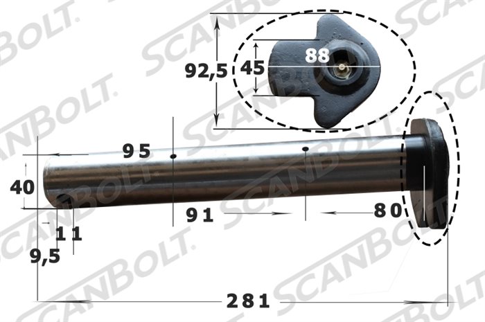 Bolt 40x281 mm.